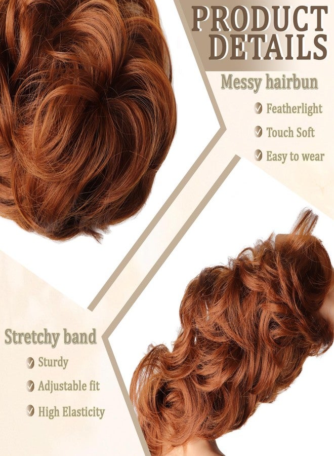 WZNBBOY Messy Bun Hair Piece Hair Bun Wavy Curly Scrunchies Chignon Ponytail Hair Extensions Fake Hair Bun Extensions Synthetic Tousled Updo Hairpieces for Women（Light Auburn） - Image 4